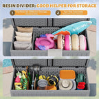 Flamaker Resin Deck Box 270 Gallon, Waterproof Imitation-Wood Lockable Storage Box with Separator Plate Outdoor Indoor, Garden, Patio Furniture for Tools&Pool Accessories (Gray) - Image 5