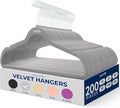 SereneLife 200-Pack Velvet Hangers – Space-Saving Non-Slip Gray Clothes Hangers by SereneLife