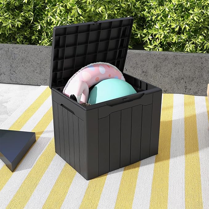 Patiowell 30 Gallon Resin Deck Box, Outdoor Storage Box for Patio Furniture, Deliveries, Pool Supplies,Waterproof and Lockable, Black - Image 7