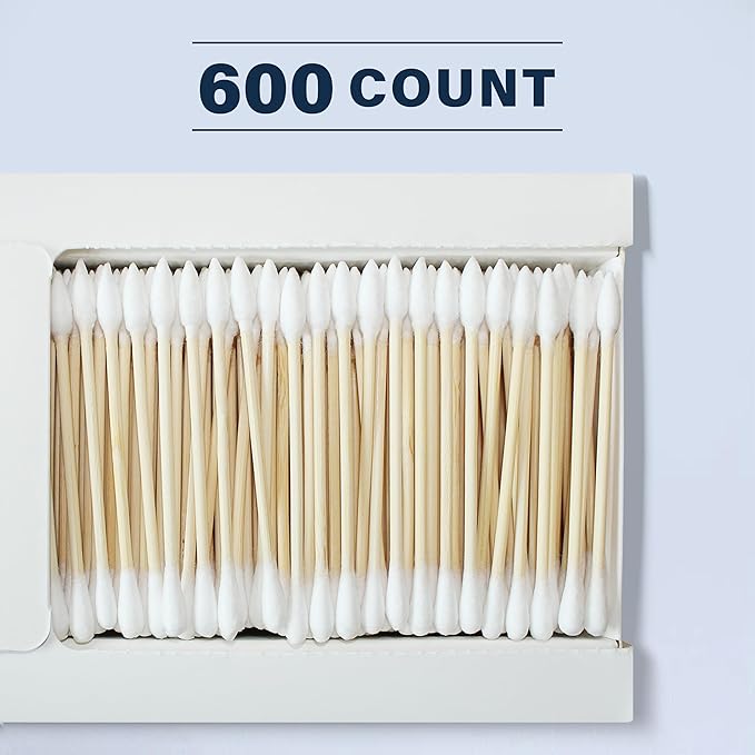 Bamboo Cotton Swabs 600 Count/1 Box, One Pointed Tip and One Rounded Tip - Image 3