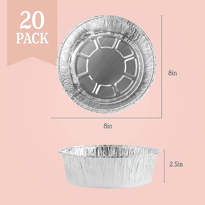 PLASTICPRO 8'' Inch Round Tin Foil Pans Disposable Aluminum, Deep Freezer & - Image 4
