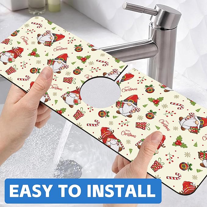 Christmas Santa Claus Kitchen Sink Splash Guard Mat Absorbent Fast Drying Mat - Image 6