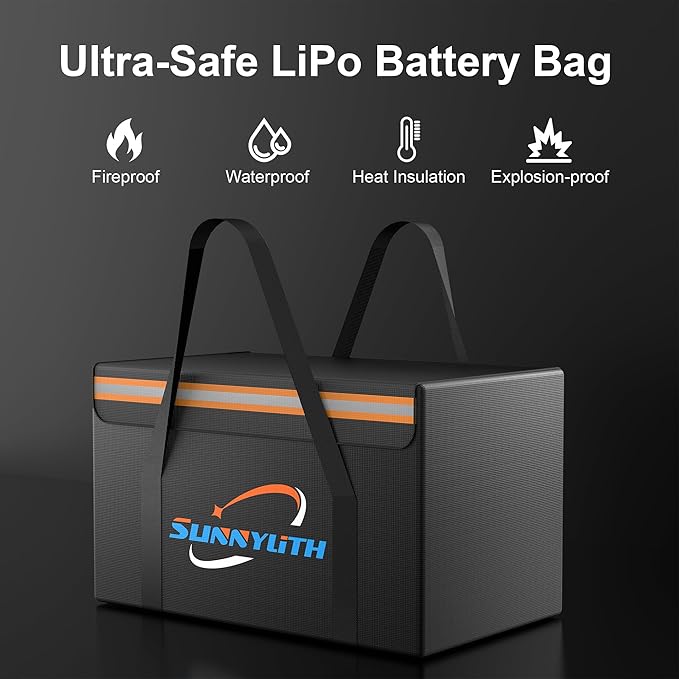 12V 100Ah LiFePO4 Lithium Battery Fireproof Safe Bag, Large Capacity - Image 2