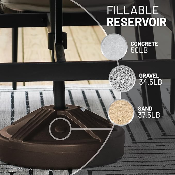 US Weight Durable Fillable Umbrella Base for Patio Table - 50 Pound Capacity Heavy Duty Adjustable Stand for Outdoor Umbrellas - Made in The USA - Image 4