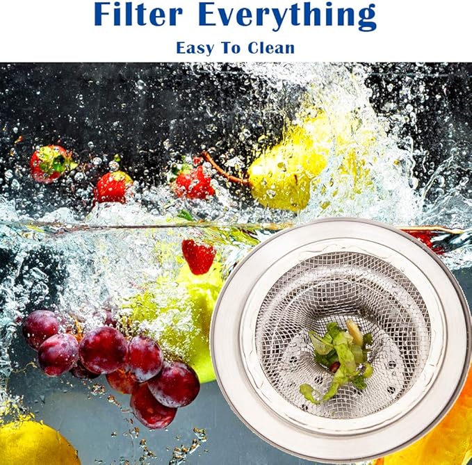 2 Pcs Heavy Duty Stainless Steel Slop Basket Filter Trap, 4.41" Top / 2.44" - Image 2