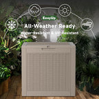 EasyUp 31 Gallon Outdoor Storage Box, Resin Waterproof UV-Resistant Deck Box, Reinforced Stability for Patio, Garden, and Poolside, Rattan Gray - Image 4