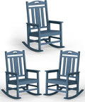 Ciokea Oversized Outdoor Rocking Chairs Set of 3, 380lbs Heavy-Duty Large Patio Rocker, High Back Cozy Porch Chairs, Weather Resistant Patio Rocking Chairs for Outside, Fire Pit, Deck, Slate Blue by CIOKEA