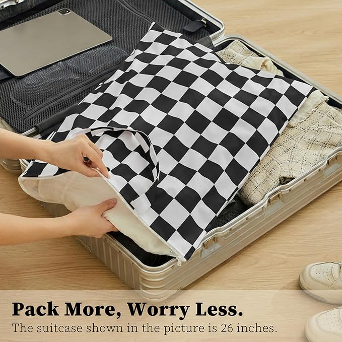 Checkered 2 Pcs Large Travel Laundry Bags - Image 2