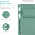 Best Choice Products Folding Zero Gravity Outdoor Recliner Patio Lounge Chair w/Adjustable Canopy Shade, Headrest, Side Accessory Tray, Textilene Mesh - Seafoam - Image 5