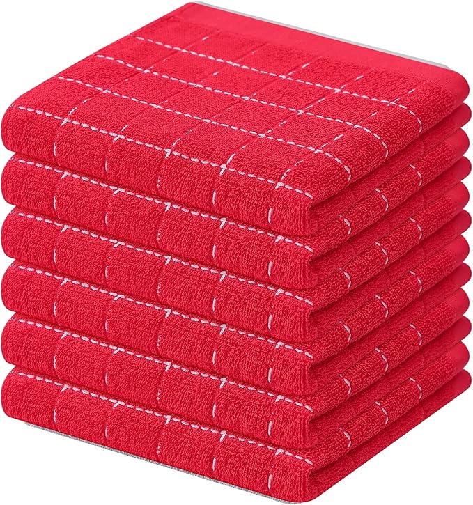Mordimy 100% Cotton Terry Cloth Dish Cloths, Soft and Absorbent Checkered Dish by Mordimy