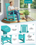 SERWALL HDPE Outdoor Rocking Chair Set of 4, Patio Rocking Chairs, All-Weather Porch Rockers for Adults, Aruba Blue - Image 7