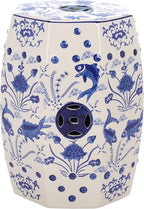 Safavieh Castle Gardens Collection Glazed Ceramic Blue Cloud 9 Chinoiserie Garden Stool - Image 4