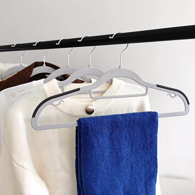 50 Pack Plastic Clothes Hangers- 16.5 Inch Slim Space Saving Hangers - Image 7