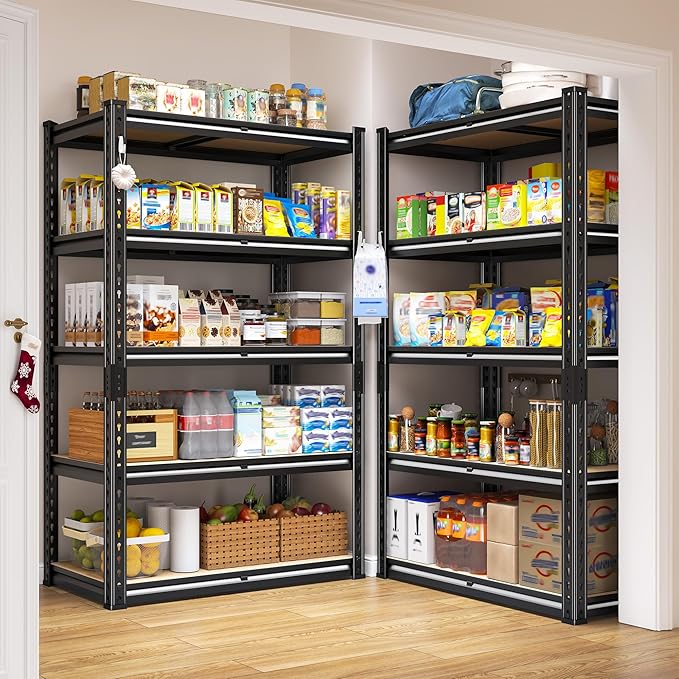 REIBII Storage Shelves 2020LBS Garage Shelving Heavy Duty Metal Shelving 5 Tier Metal Shelf for Garage Pantry Closet Kitchen Basement 28" W x 12" D x 59.8" H, 4 Pack - Image 6