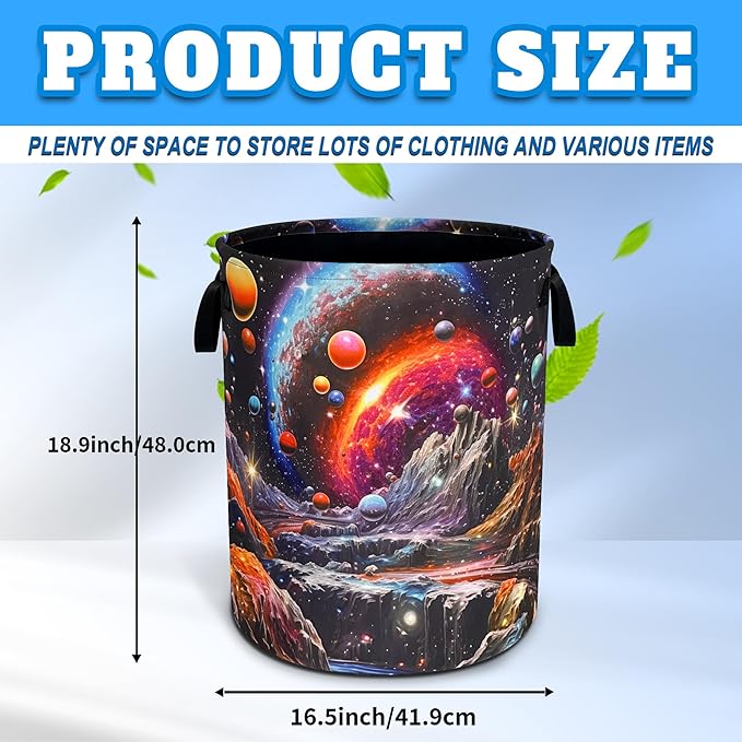 Dream Galaxy Mountains Laundry Basket Funny Oxford Cloth Laundry Hamper - Image 3