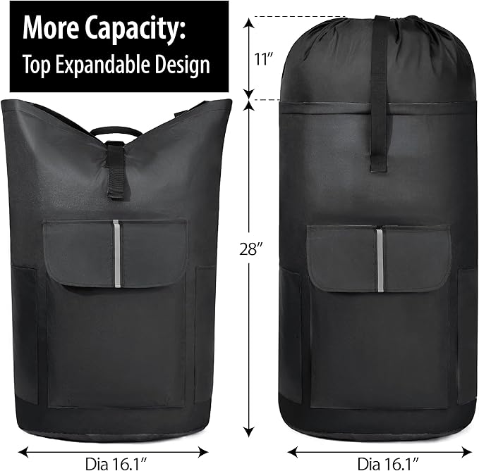 BeeGreen Black-Laundry-Bag-Backpack-Extra-Large-Heavy-Duty, 125L Portable - Image 2