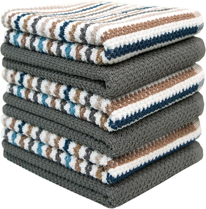 Premium Kitchen Towels | Large Cotton Kitchen Hand Towels | Popcorn Striped - Image 5