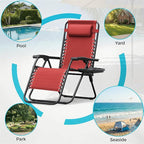 Homall Zero Gravity Chair Patio Folding Lawn Outdoor Lounge Gravity Camp Reclining Lounge Chair with Cup Holder Pillows for Poolside Backyard and Beach Set of 4 (Red) - Image 7