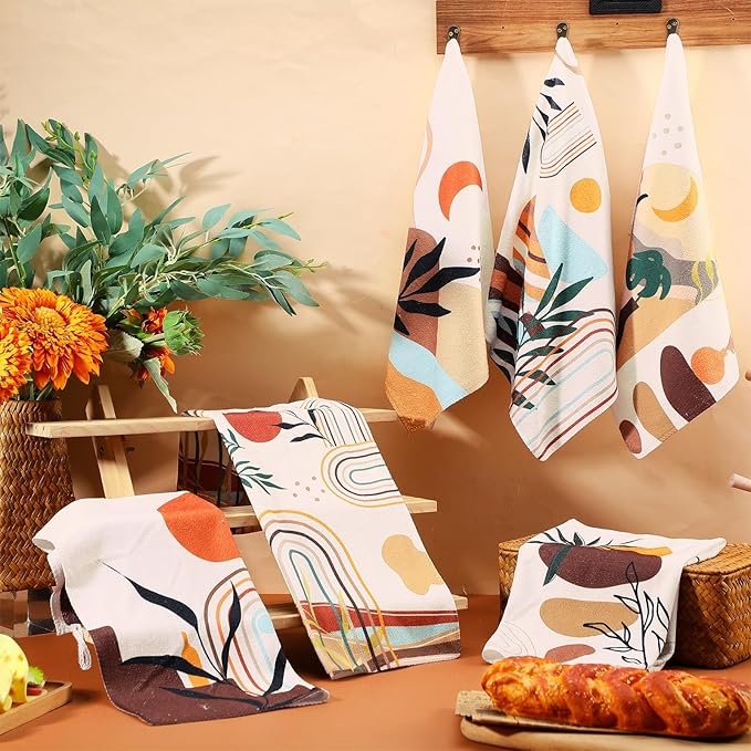 Breling Set of 6 Kitchen Towels Vintage Themed Dish Towel Bathroom Decorative - Image 2