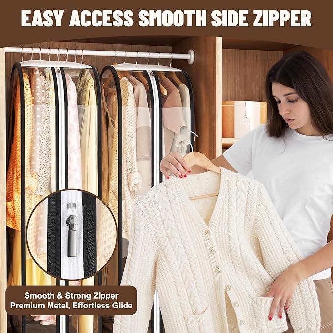 Garment Bags for Hanging Clothes 60” Long, Ultra Clear Suit Bags for Closet - Image 2