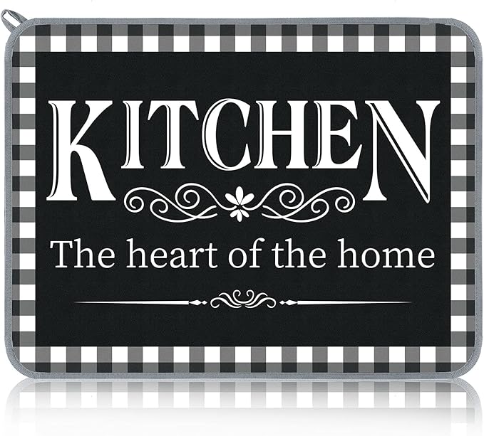 Sinmoe 18 x 24 Inch Buffalo Plaid Dish Drying Mat Drying Dish Pad Absorbent by Sinmoe