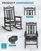 Ciokea Oversized Outdoor Rocking Chairs Set of 2, 380lbs Heavy-Duty Large Patio Rocker, High Back Cozy Porch Chairs, Weather Resistant Patio Rocking Chairs for Outside, Fire Pit, Deck, Dark Grey - Image 3