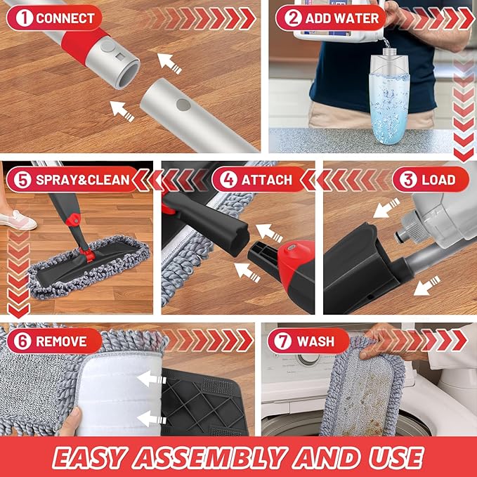 HOMTOYOU Microfiber Hardwood Floor Mop: Dust Spray Mops - Image 6