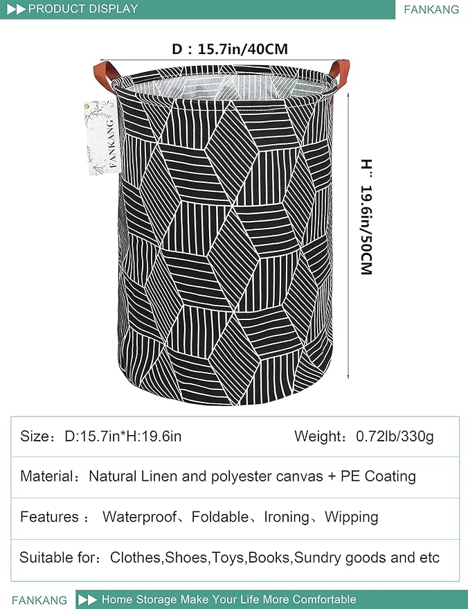 FANKANG Storage Basket, Nursery Hamper Canvas Laundry Basket Foldable - Image 2