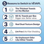 VÊVAPL® - VEVAPL Clean Facial Towels XL – 60 Towels | 100% Viscose, Disposable - Image 6