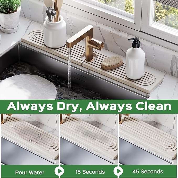 23.6 Inch Stone Faucet Mat for Kitchen Sink Splash Guard - Image 3