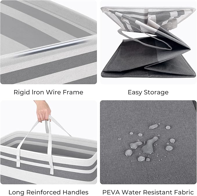 HomeHacks 3-Pack Large Laundry Basket, Waterproof, Freestanding Laundry Hamper - Image 5