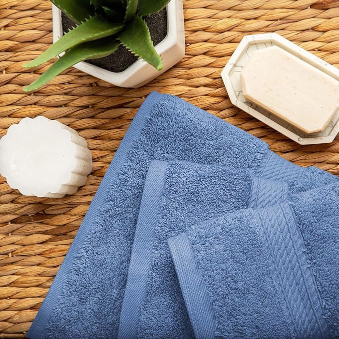 SUPERIOR Solid Egyptian Cotton Towel Set, Hand Towel 20” x 30”, Bath Towel 30” - Image 4