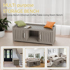 Storage Bench - Waterproof Resin Shoe Bench with Adjustable Shelves - Indoor & Outdoor Use, 2 Doors Entryway Bench with Hidden Storage Space - Storage Cabinet for Bedroom, Hallway, Grey - Image 6