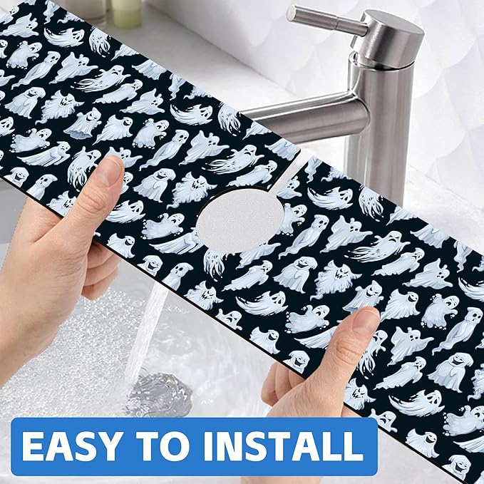 Halloween Ghost Kitchen Sink Splash Guard Mat Absorbent Fast Drying Mat Faucet - Image 6