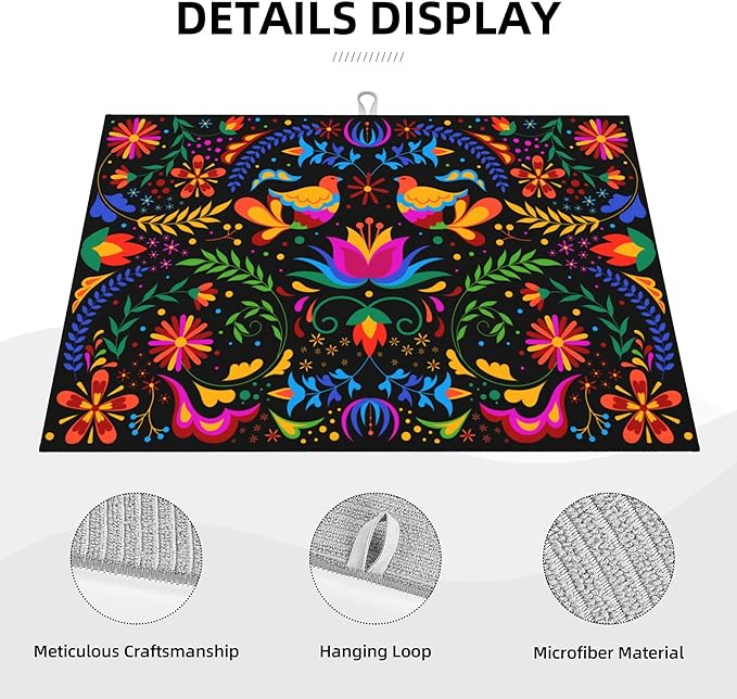 Mexican Flower Microfiber Dish Drying Mat - Image 5