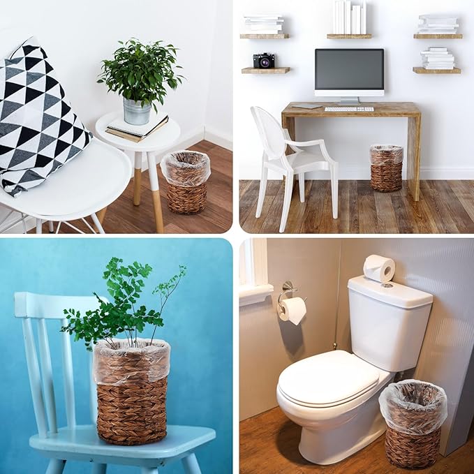 Ctosree 2 Pcs Wicker Trash Can Basket Woven Waste Basket - Image 7