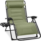 Best Choice Products Oversized Padded Zero Gravity Chair, Folding Outdoor Patio Recliner, XL Anti Gravity Lounger for Backyard w/Headrest, Cup Holder, Side Tray, Polyester Mesh - Sage Green by BestChoiceProducts