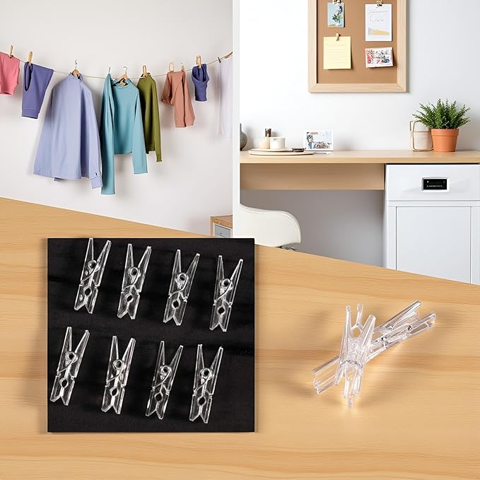 20Pcs Clear Plastic Clothes Pins, Clothes Line String Clips, Mini Clothes Pins - Image 3