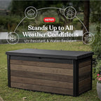 Keter Signature Collection 150 Gallon Resin Deck Box Organization and Storage Box for Patio Outdoor Cushions, Throw Pillows, Garden Tools and Pool Supplies, Walnut - Image 3