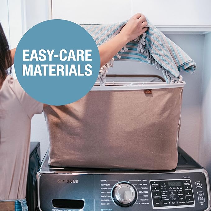 CleverMade Collapsible Laundry Basket LUXE 2 Pack – 60L Foldable Cotton Blend - Image 6