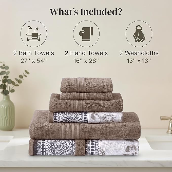 Modern Threads Ophelia 6-Piece 100% Cotton Towel Set – Reversible Yarn Dyed - Image 3