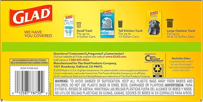 Glad ForceFlex Tall Kitchen Drawstring Trash Bags, 13 Gal, Gain Original - Image 13
