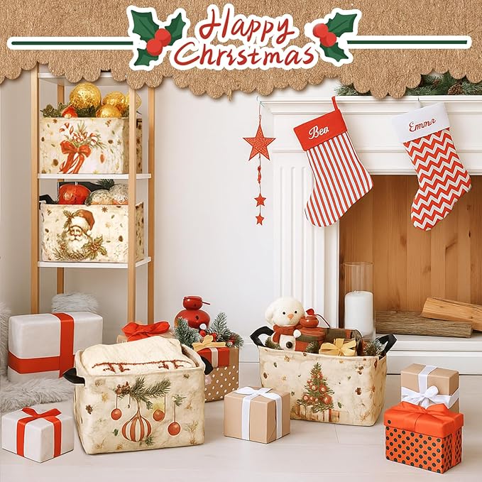 4 Pack Christmas Storage Bin Collapsible Large Christmas Storage Baskets - Image 6