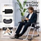 VINGLI Padded Zero Gravity Chair, Lounge Chair with Removable Cushion & Tray， Folding Reclining Patio Chairs， Recliner Chair for Lawn，Indoor and Outdoor - Image 4