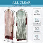 60" All Clear Dress Bags for Gowns Long, Womens Dress Garment Bag - Image 3