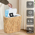 Boho Kitchen Trash Can with Lid, 3.5 Gallon Automatic Small Rattan Trash Can - Image 2