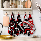 Red Black Grey White Kitchen Dish Towels Set of 4, Soft Absorbent Modern - Image 6