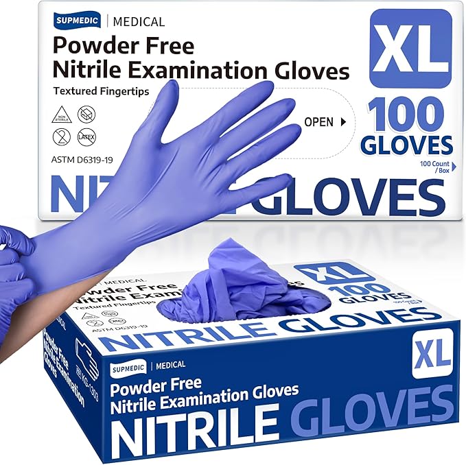 Medical Soft Max™ Nitrile Exam Gloves, Powder-Free Latex-Free Food Safe Clean by Supmedic