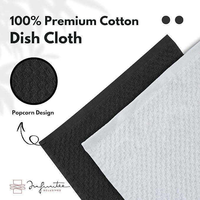 Infinitee Xclusives Premium Dish Cloth 100% Cotton 12 x 12 Inches |Pack of 4| - Image 7