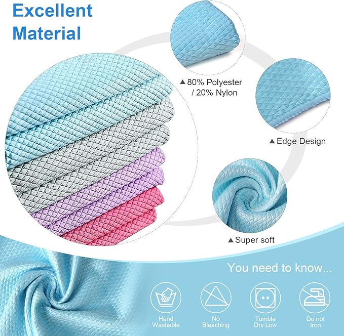 Niveaya Microfiber Glass Cleaning Cloth, Stainless Steel Windshield Shower - Image 2